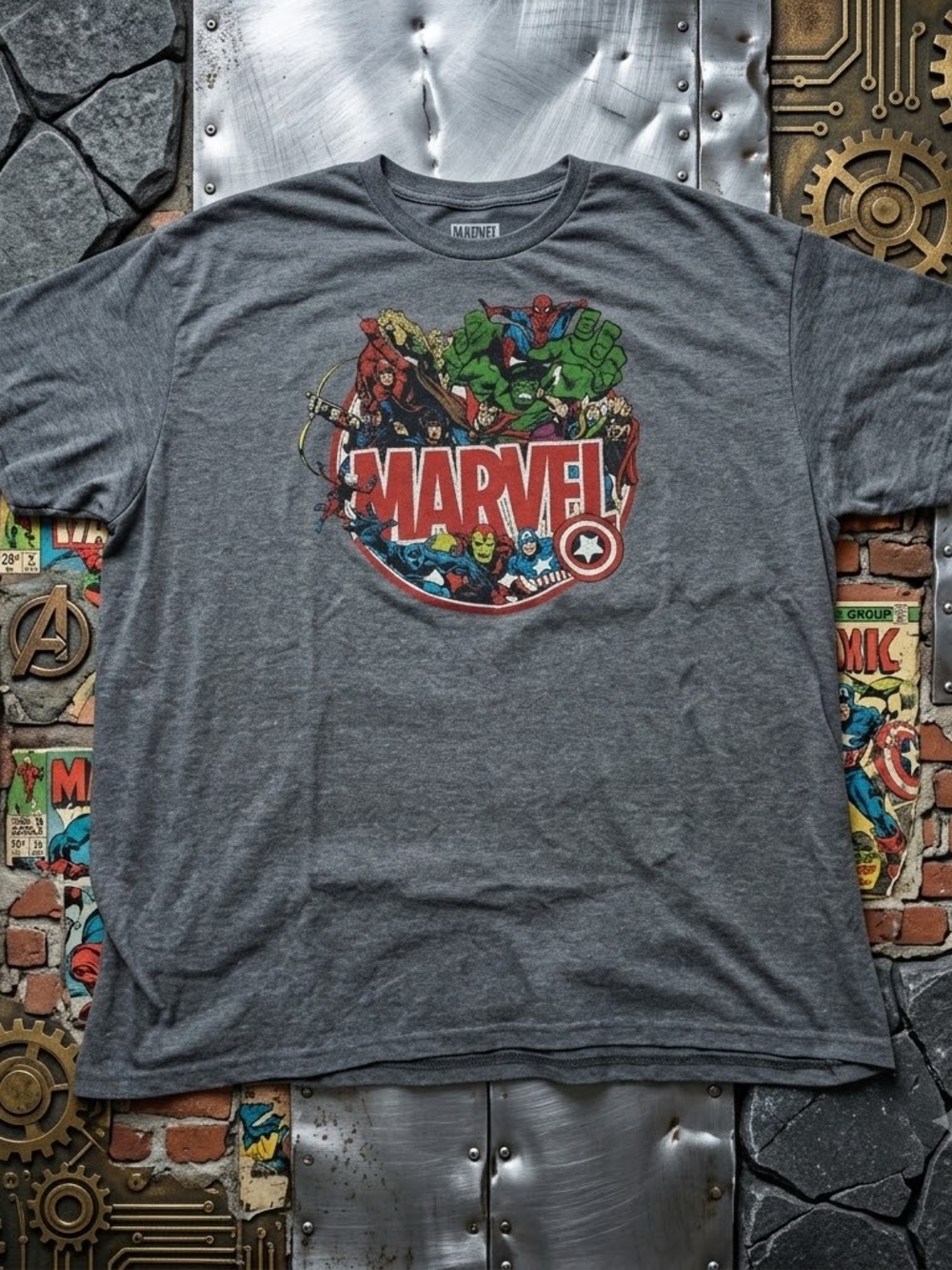 Marvel Multicharacter Short-Sleeve Tee - Gray